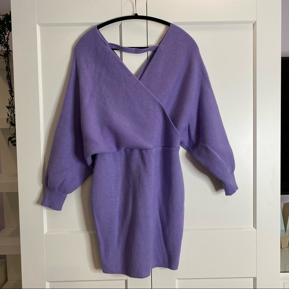 Mini Off-Shoulder Sweater Dress - Picture 2 of 8
